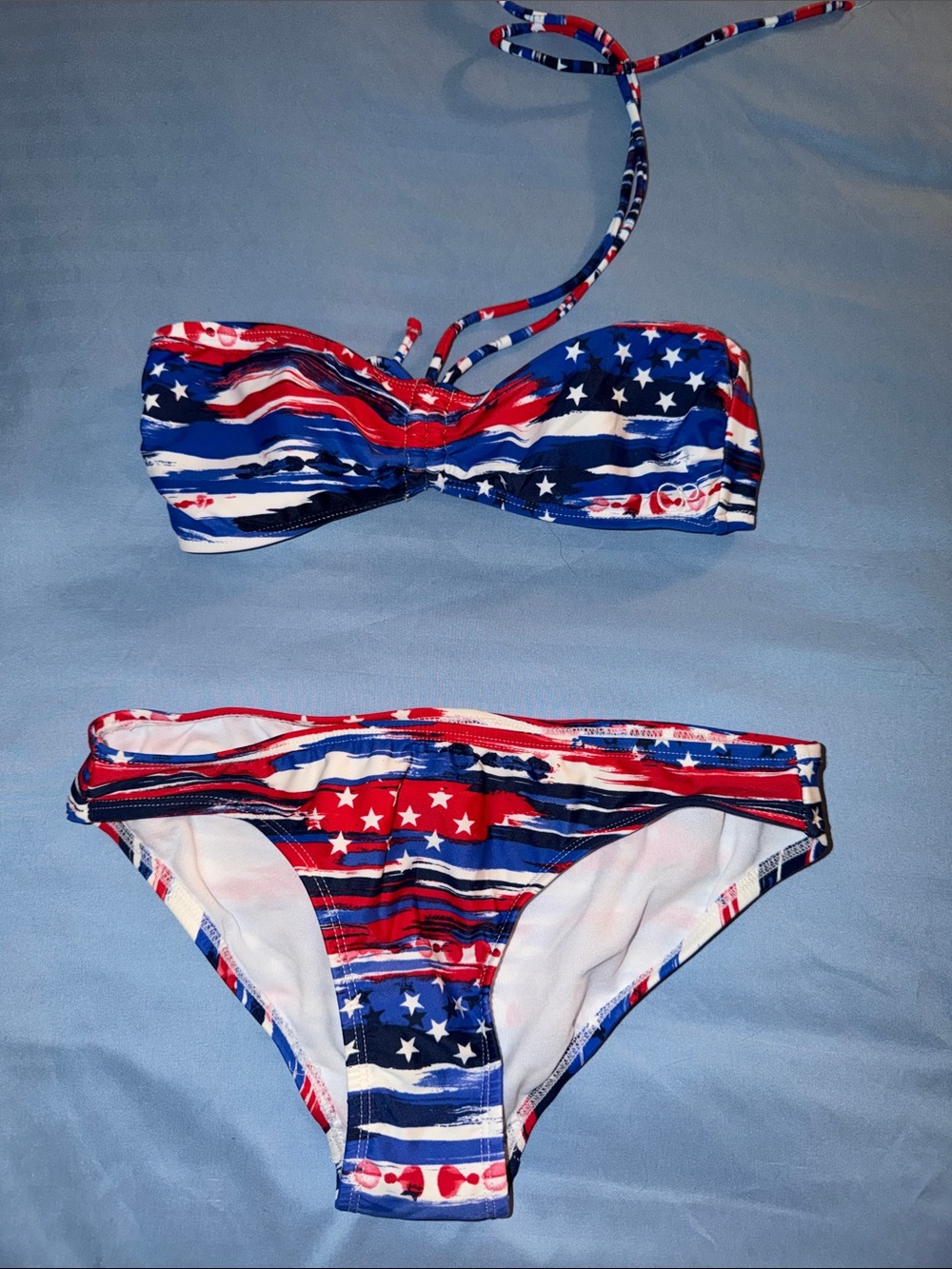 OP Red, White & Blue Star Print Bandeau Bikini